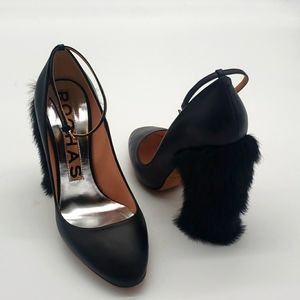 ROCHAS 3 INCH HEELS SIZE 39 COLOR BLACK 100% AUTHENTIC NEW NEVER BEEN WORN